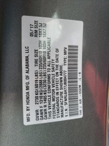 Photo 10 from auction – 2018 HONDA ODYSSEY EX with VIN 5FNRL6H77JB004777