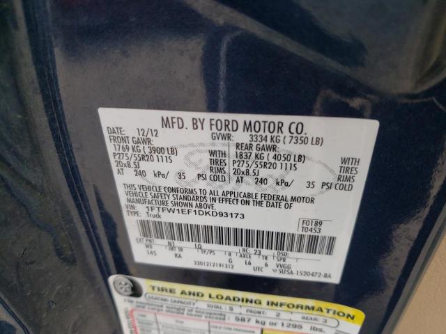 Photo 10 from auction – 2013 FORD F150 SUPER with VIN 1FTFW1EF1DKD93173
