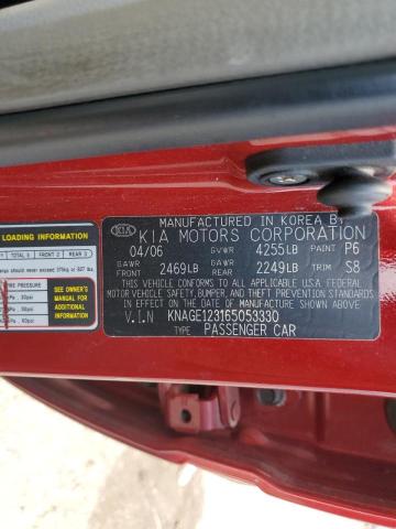Photo 10 from auction – 2006 KIA OPTIMA LX with VIN KNAGE123165053330