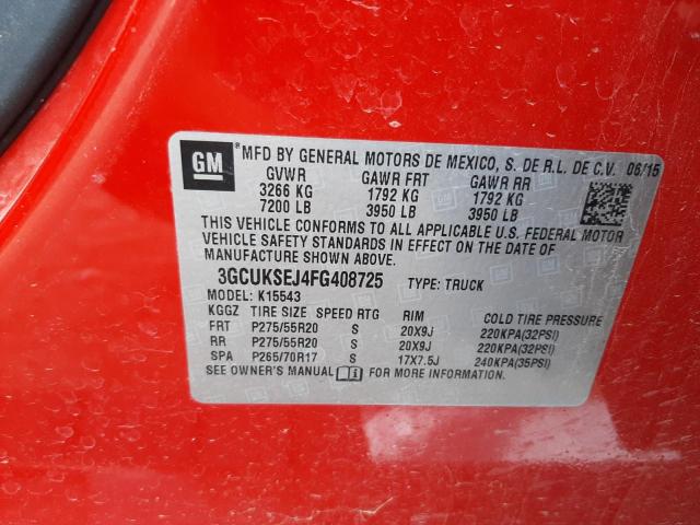 Photo 10 from auction – 2015 CHEVROLET SILVERADO with VIN 3GCUKSEJ4FG408725