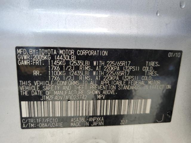 Photo 10 from auction – 2010 TOYOTA RAV4 with VIN JTMZF4DV7AD023742