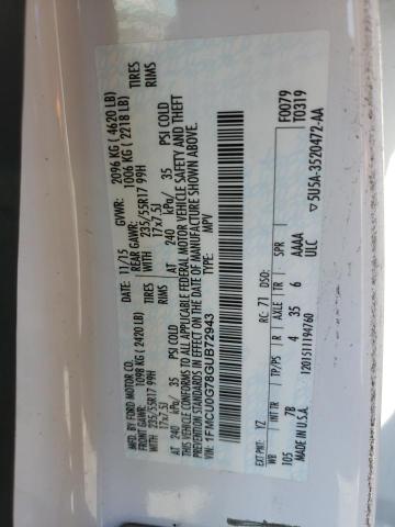 Photo 10 from auction – 2016 FORD ESCAPE SE with VIN 1FMCU0G78GUB72943