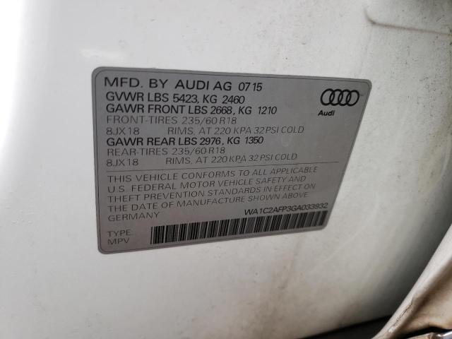 Photo 10 from auction – 2016 AUDI Q5 PREMIUM with VIN WA1C2AFP3GA033932