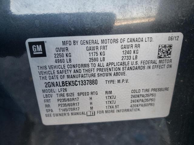 Photo 10 from auction – 2012 CHEVROLET EQUINOX LS with VIN 2GNALBEK5C1337880