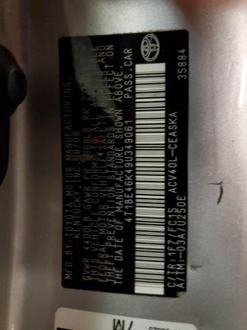 Photo 10 from auction – 2009 TOYOTA CAMRY BASE with VIN 4T1BE46K49U349061