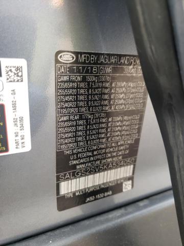 Photo 10 from auction – 2019 LAND ROVER RANGE ROVE with VIN SALGS2SV5KA534050