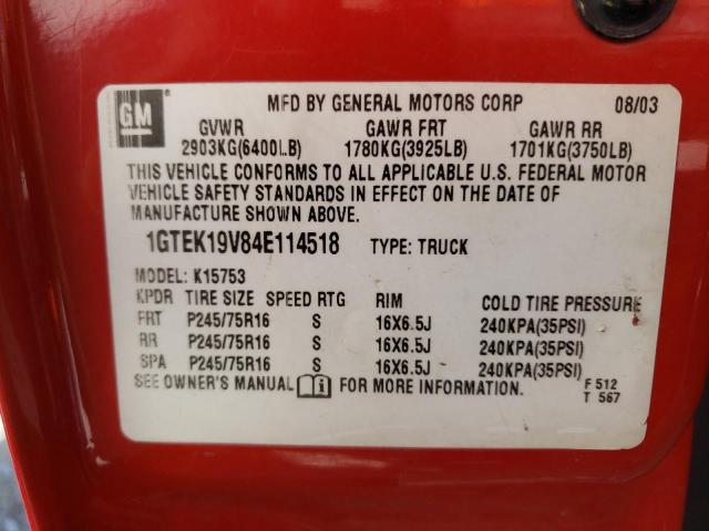 Photo 10 from auction – 2004 GMC NEW SIERRA with VIN 1GTEK19V84E114518