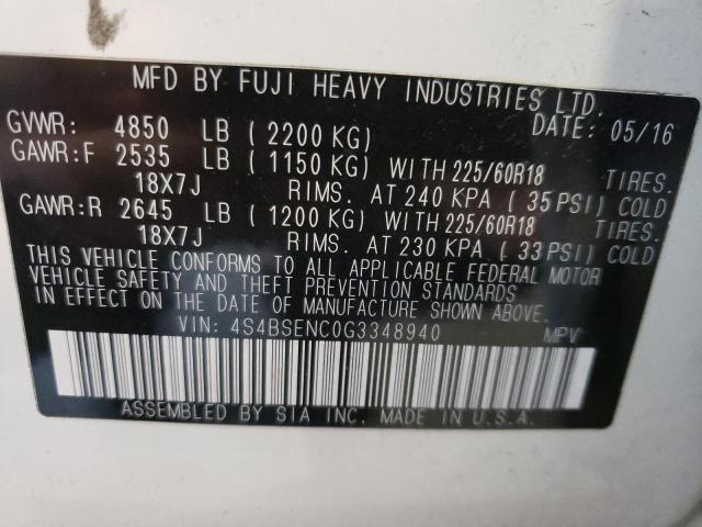 Снимка 10 от търг – 2016 SUBARU OUTBACK 3. с VIN 4S4BSENC0G3348940