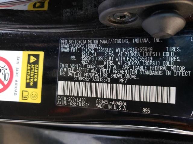 Photo 10 from auction – 2010 TOYOTA HIGHLANDER with VIN 5TDDK3EH1AS015570