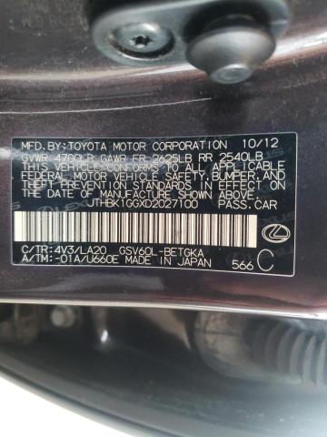 Photo 10 from auction – 2013 LEXUS ES 350 with VIN JTHBK1GGXD2027100