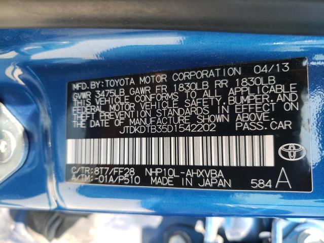 Photo 10 from auction – 2013 TOYOTA PRIUS C with VIN JTDKDTB35D1542202