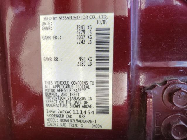 Photo 10 from auction – 2010 NISSAN ALTIMA BAS with VIN 1N4AL2APXAC111454
