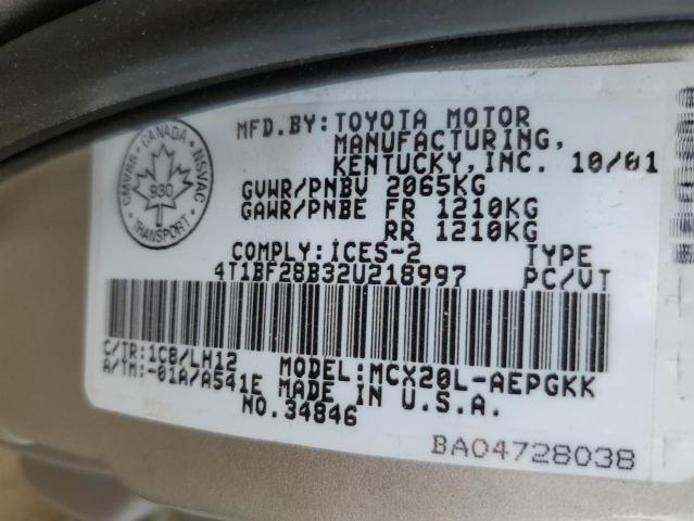 Photo 10 from auction – 2002 TOYOTA AVALON XL with VIN 4T1BF28B32U218997