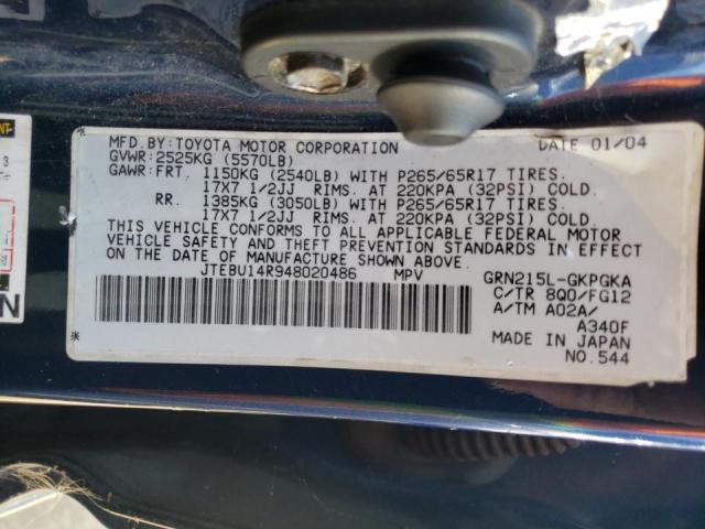 Photo 10 from auction – 2004 TOYOTA 4RUNNER SR with VIN JTEBU14R948020486