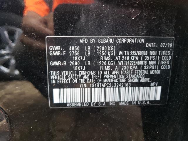 Photo 10 from auction – 2020 SUBARU OUTBACK TO with VIN 4S4BTAPC2L3242163