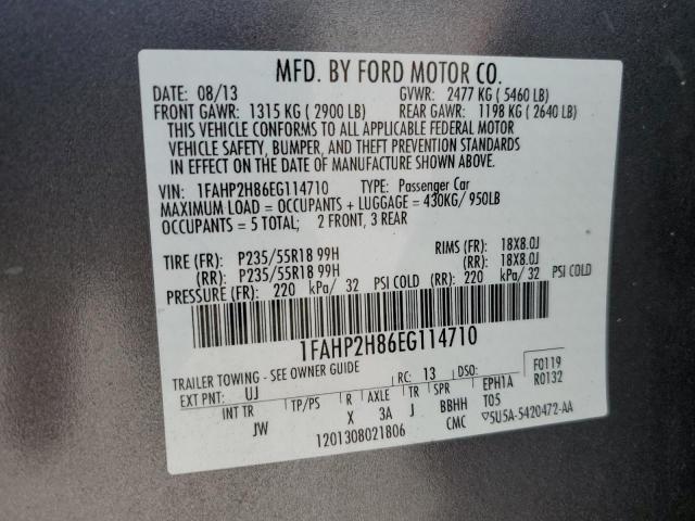 Photo 10 from auction – 2014 FORD TAURUS SEL with VIN 1FAHP2H86EG114710