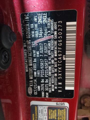 Photo 10 from auction – 2015 KIA SORENTO LX with VIN 5XYKTCA67FG650273