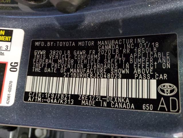 Photo 10 from auction – 2018 TOYOTA COROLLA L with VIN 2T1BURHE8JC048029
