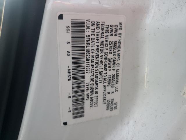 Photo 10 from auction – 2003 HONDA ODYSSEY EX with VIN 5FNRL18623B117677