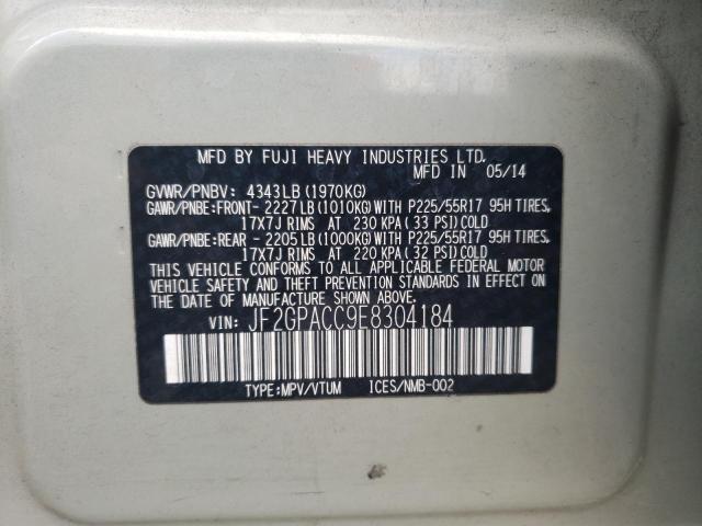 Photo 10 from auction – 2014 SUBARU XV CROSSTR with VIN JF2GPACC9E8304184