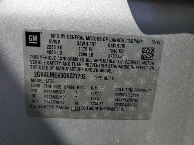 Photo 10 from auction – 2016 GMC TERRAIN SL with VIN 2GKALMEK9G6221793