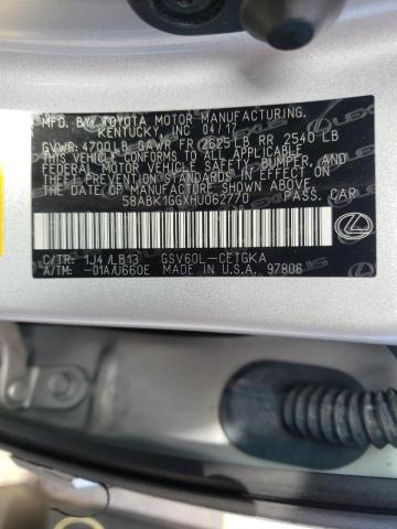 Photo 10 from auction – 2017 LEXUS ES350 with VIN 58ABK1GGXHU062770