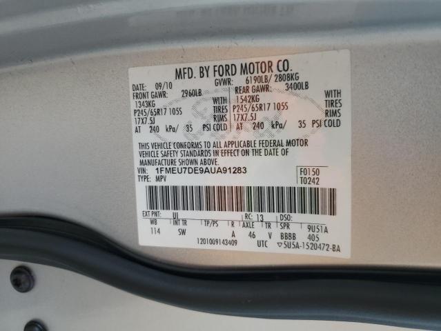 Photo 10 from auction – 2010 FORD EXPLORER X with VIN 1FMEU7DE9AUA91283