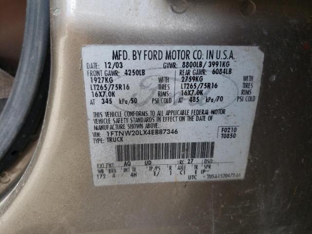 Photo 10 from auction – 2004 FORD F250 SUPER with VIN 1FTNW20LX4E873446