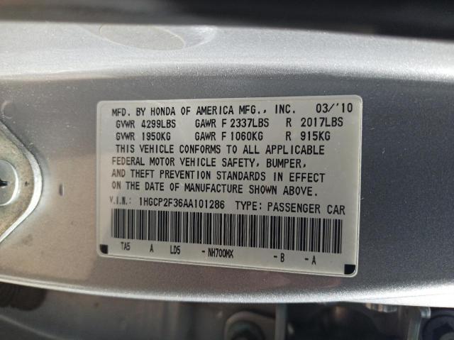 Photo 10 from auction – 2010 HONDA ACCORD LX with VIN 1HGCP2F36AA101286