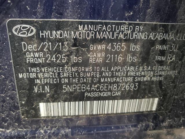 Photo 10 from auction – 2014 HYUNDAI SONATA GLS with VIN 5NPEB4AC6EH872693
