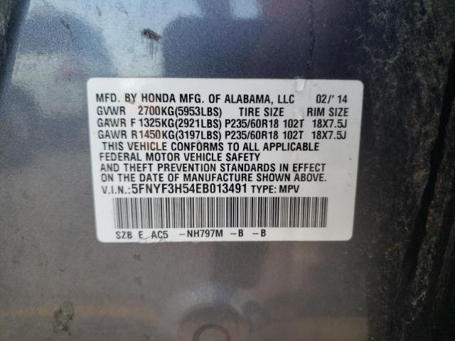 Photo 10 from auction – 2014 HONDA PILOT EXL with VIN 5FNYF3H54EB013491