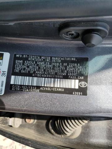 Photo 10 from auction – 2009 TOYOTA CAMRY BASE with VIN 4T1BE46K89U319996