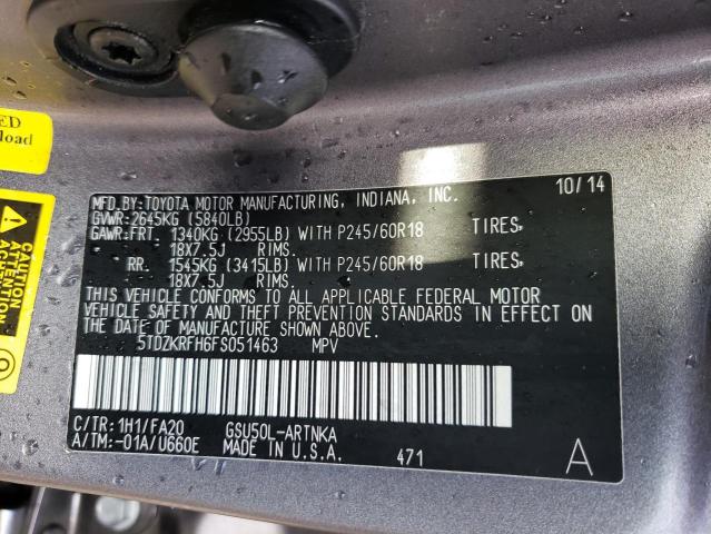 Photo 10 from auction – 2015 TOYOTA HIGHLANDER with VIN 5TDZKRFH6FS051463