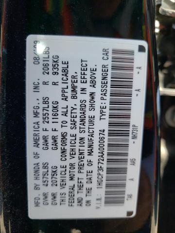 Photo 10 from auction – 2010 HONDA ACCORD EX with VIN 1HGCP3F72AA000674
