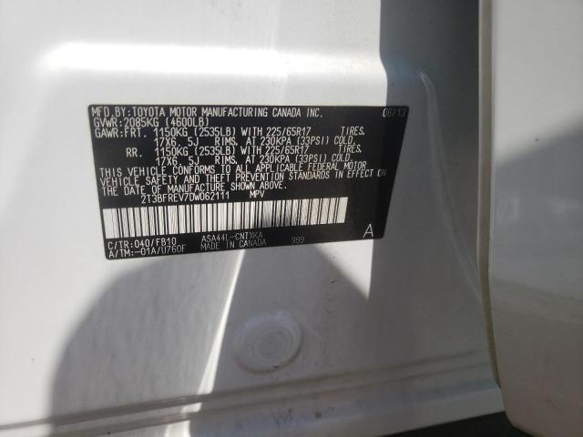 Photo 10 from auction – 2013 TOYOTA RAV4 LE with VIN 2T3BFREV7DW062111