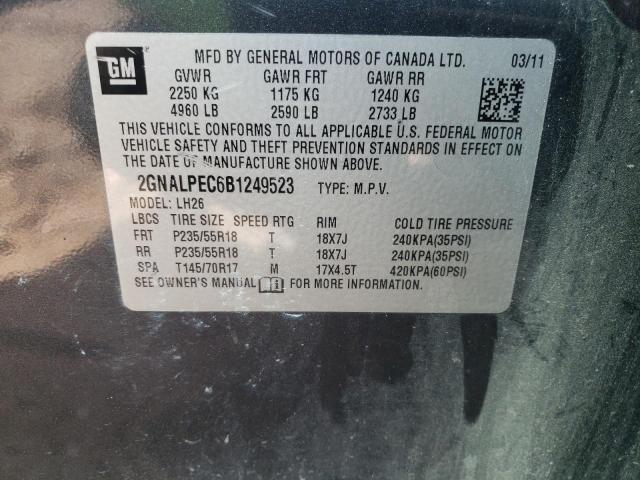 Photo 10 from auction – 2011 CHEVROLET EQUINOX LT with VIN 2GNALPEC6B1249523