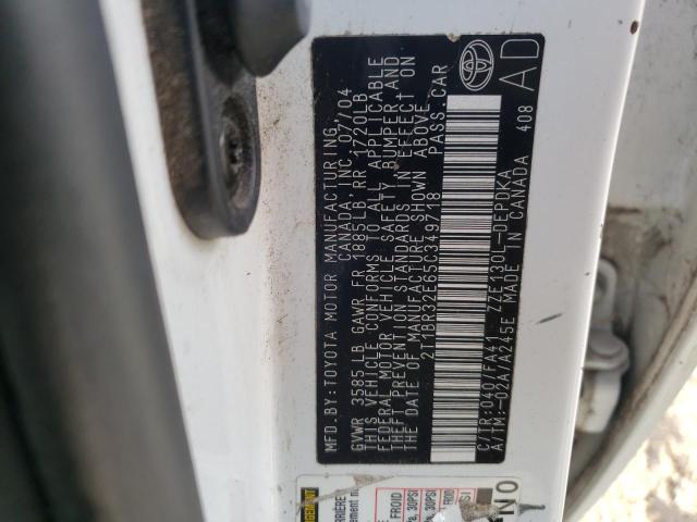 Photo 10 from auction – 2005 TOYOTA COROLLA CE with VIN 2T1BR32E65C349718