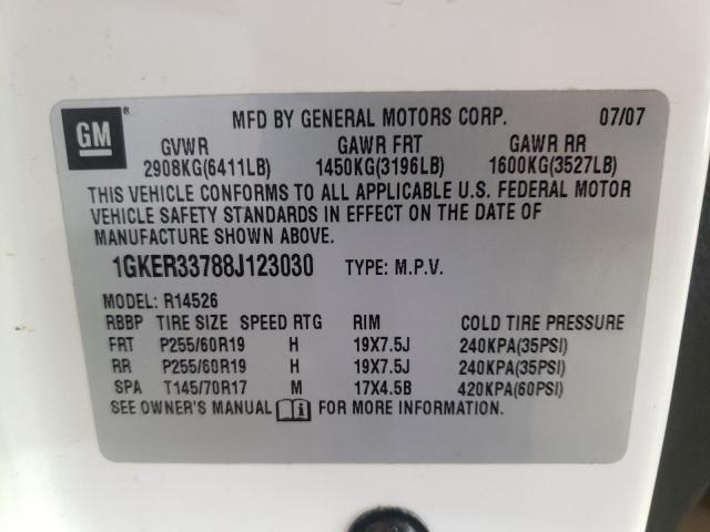 Photo 10 from auction – 2008 GMC ACADIA SLT with VIN 1GKER33788J123030
