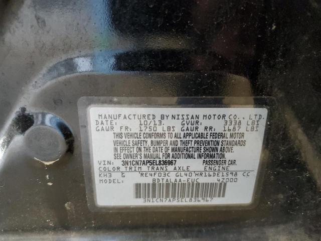 Photo 10 from auction – 2014 NISSAN VERSA S with VIN 3N1CN7AP5EL836967