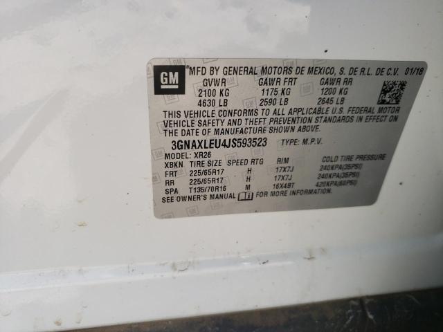 Photo 10 from auction – 2018 CHEVROLET EQUINOX LT with VIN 3GNAXLEU4JS593523