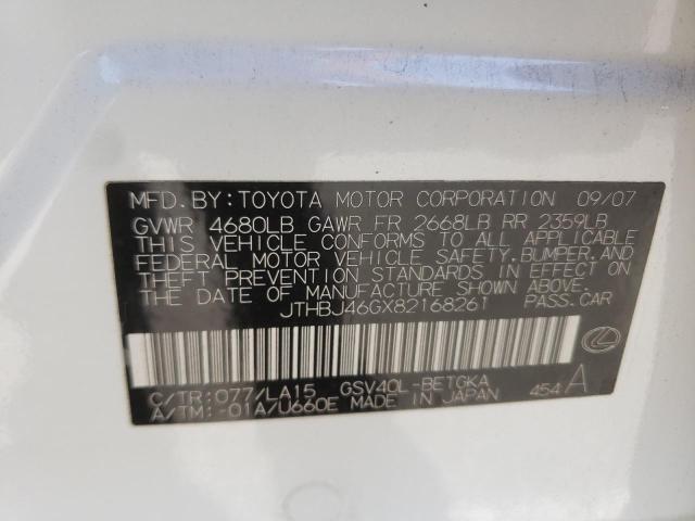 Photo 10 from auction – 2008 LEXUS ES 350 with VIN JTHBJ46GX82168261