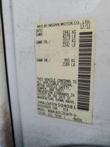 Photo 10 from auction – 2012 NISSAN ALTIMA BAS with VIN 1N4AL2AP2CN504081