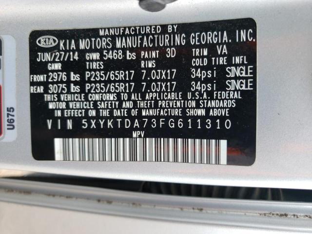 Photo 10 from auction – 2015 KIA SORENTO LX with VIN 5XYKTDA73FG611310