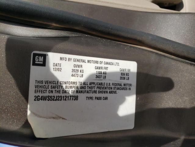 Photo 10 from auction – 2003 BUICK CENTURY CU with VIN 2G4WS52J231217738