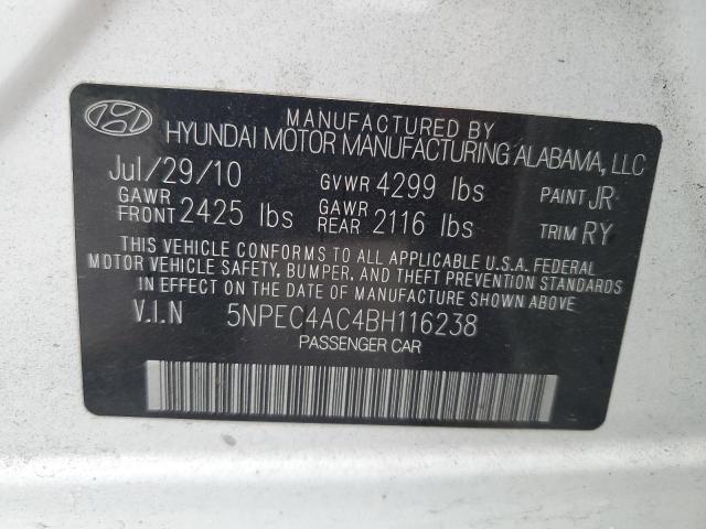 Photo 10 from auction – 2011 HYUNDAI SONATA SE with VIN 5NPEC4AC4BH116238
