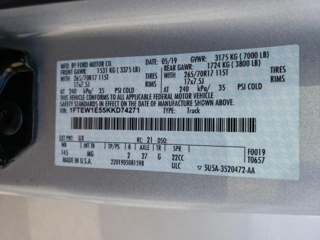 Photo 10 from auction – 2019 FORD F150 SUPER with VIN 1FTEW1E55KKD74271