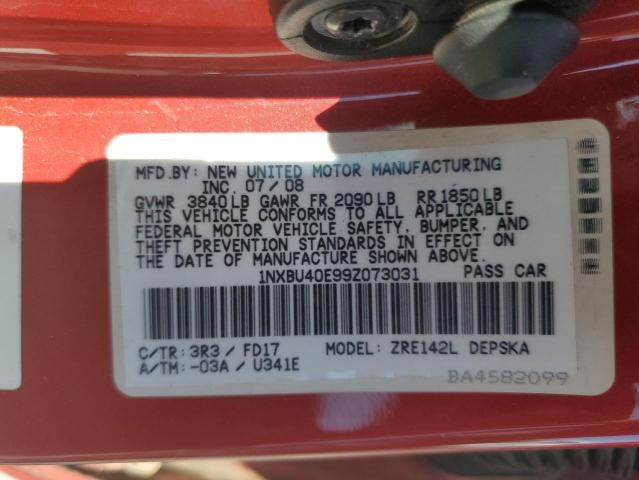 Photo 10 from auction – 2009 TOYOTA COROLLA BA with VIN 1NXBU40E99Z073031