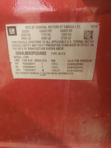 Photo 10 from auction – 2015 CHEVROLET EQUINOX LT with VIN 2GNALBEK0F6234082