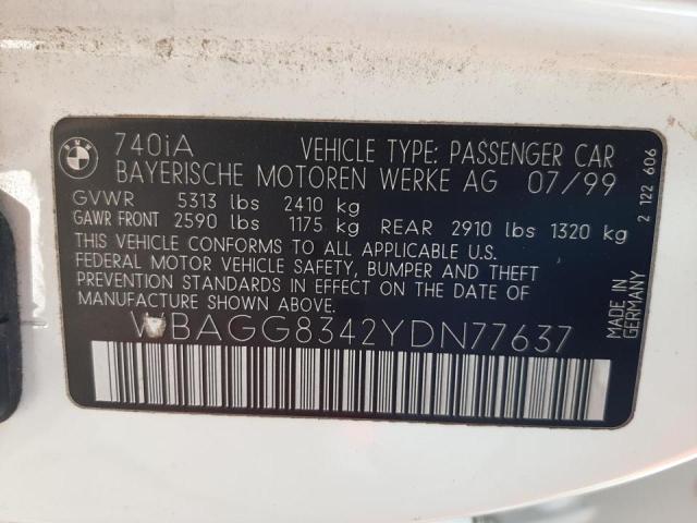 Photo 10 from auction – 2000 BMW 740 I AUTO with VIN WBAGG8342YDN77637
