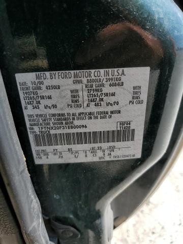 Photo 10 from auction – 2001 FORD F250 SUPER with VIN 1FTNX20F31EB00096